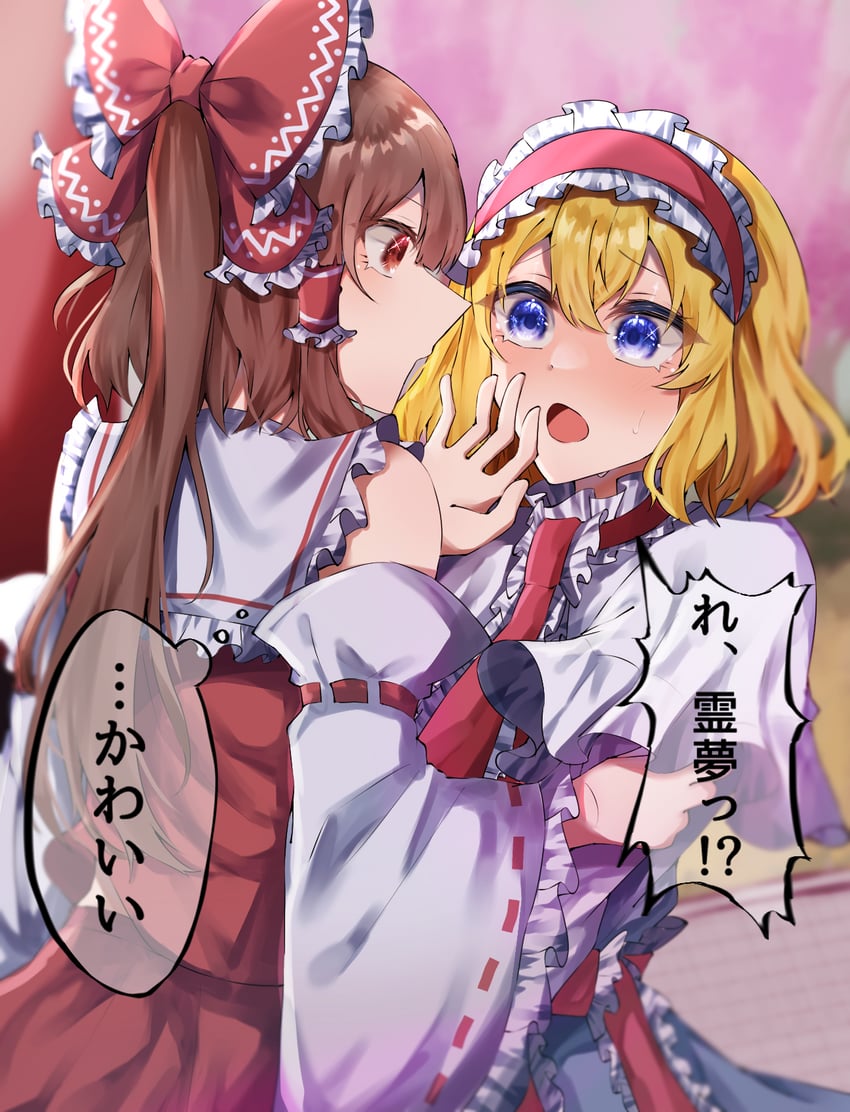 hakurei reimu and alice margatroid (touhou) drawn by jingai_(k1bun)