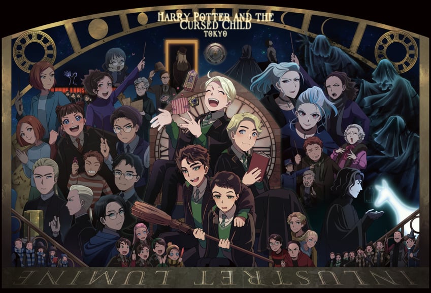 hermione granger, harry potter, ron weasley, draco malfoy, ginny weasley, and 7 more (wizarding world and 2 more) drawn by mau_netabare