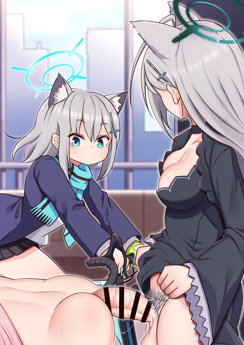 shiroko, hoshino, and shiroko terror (blue archive) drawn by lemon_snail