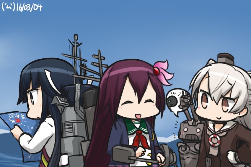amatsukaze, kisaragi, rensouhou-kun, hayashimo, and kisaragi kai ni (kantai collection) drawn by hamu_koutarou