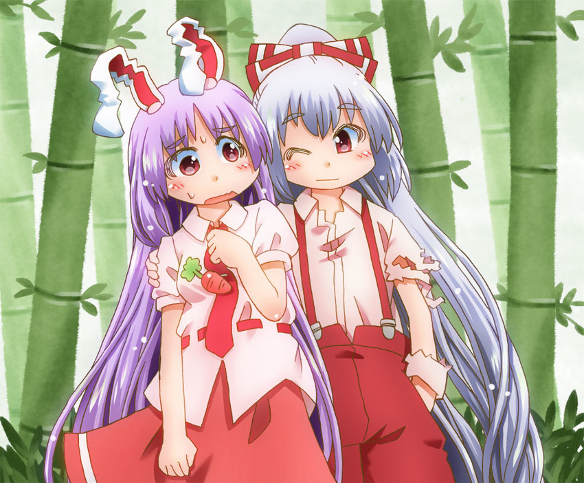 reisen udongein inaba and fujiwara no mokou (touhou) drawn by matty_(zuwzi)