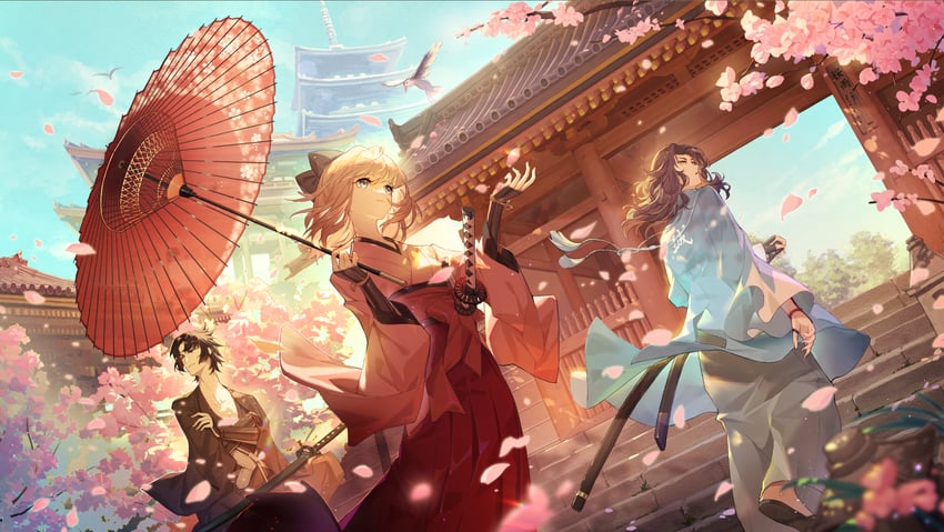 okita souji, saitou hajime, and hijikata toshizou (fate and 1 more) drawn by zetlice