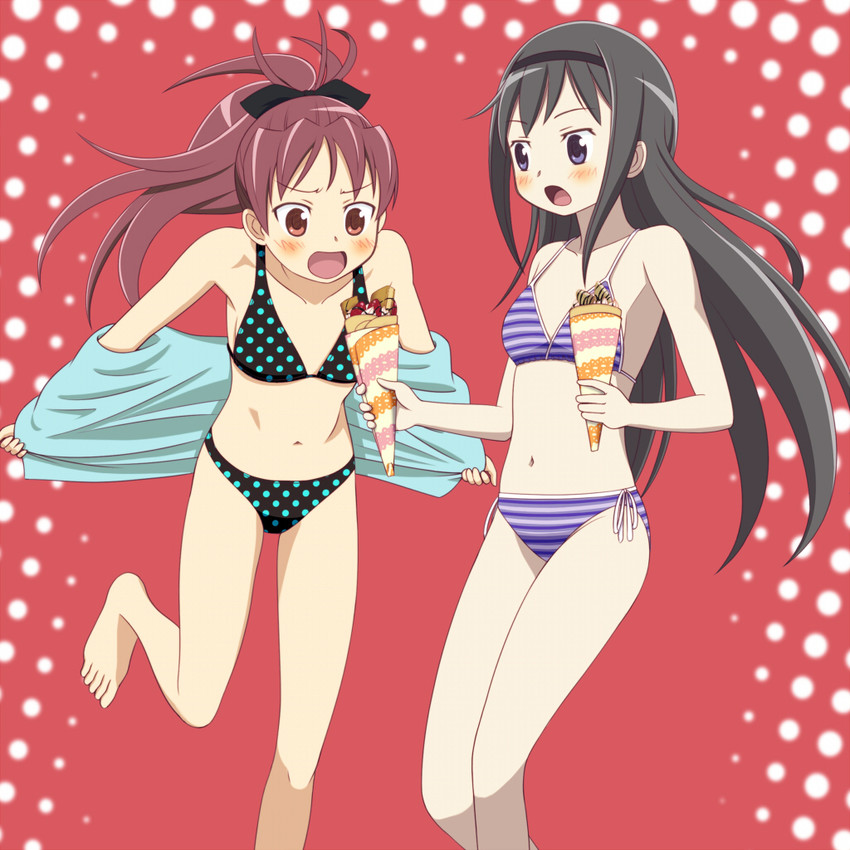 akemi homura and sakura kyoko (mahou shoujo madoka magica) drawn by cap_(dkdm-d)