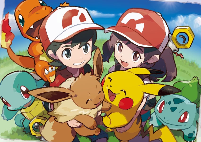 pikachu, eevee, bulbasaur, squirtle, charmander, and 3 more (pokemon and 1 more) drawn by mizutani_megumi