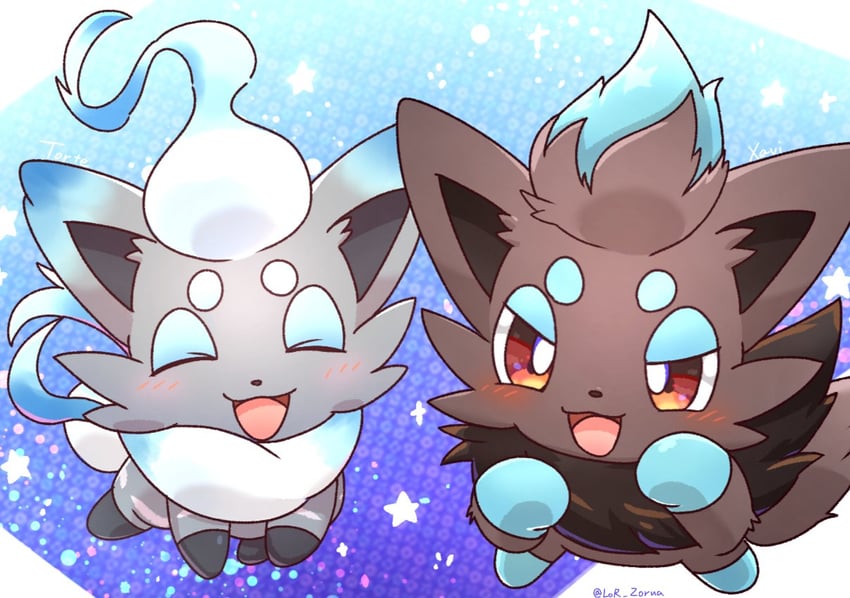 zorua and hisuian zorua (pokemon) drawn by lor_zorua