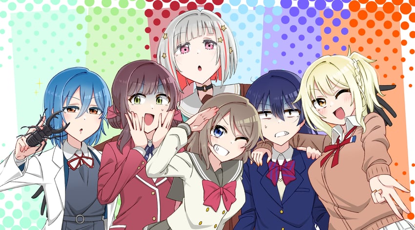 sonoda umi, watanabe you, yugiri tsuzuri, miyashita ai, wakana shiki, and 1 more (love live! and 6 more) drawn by tetetsu