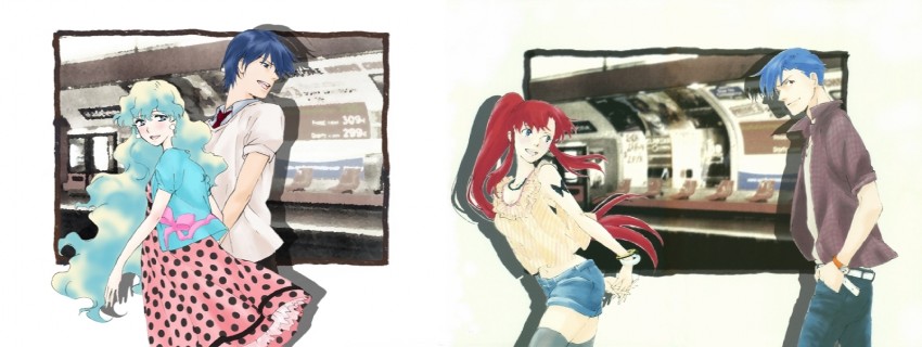 yoko littner, nia teppelin, simon, and kamina (tengen toppa gurren lagann) drawn by hayashi_akemi
