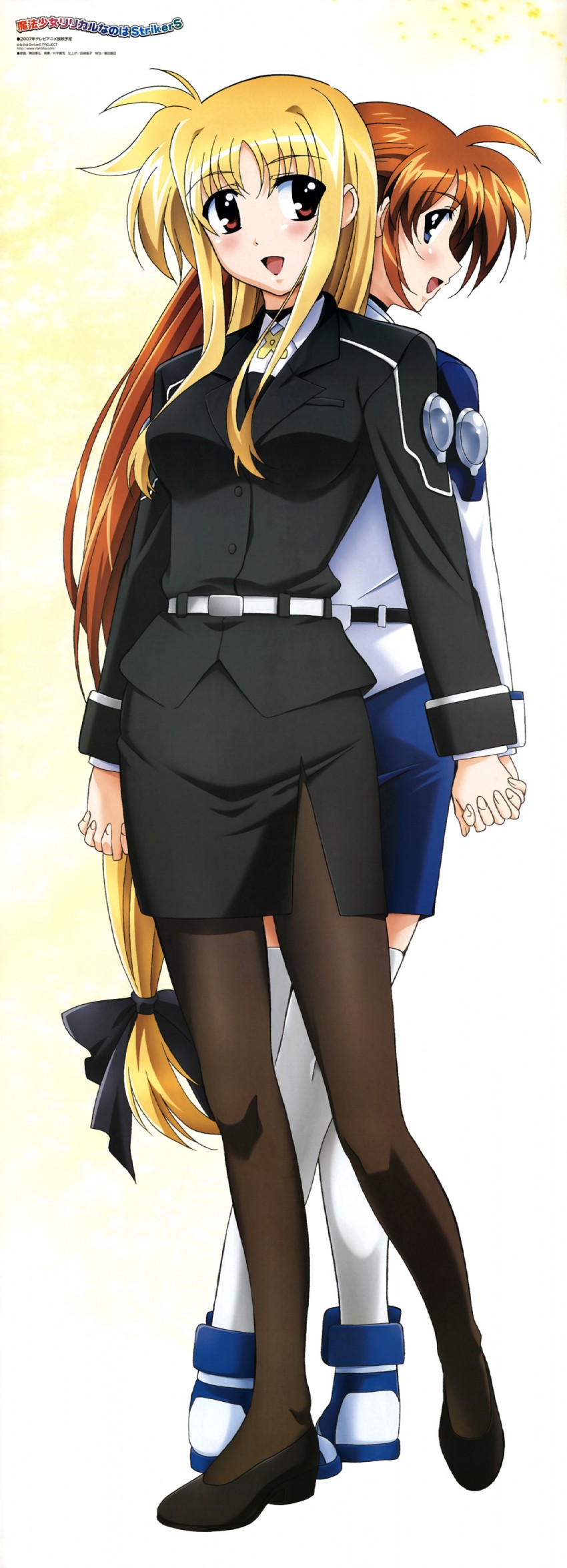fate testarossa and takamachi nanoha (lyrical nanoha and 1 more) drawn by okuda_yasuhiro
