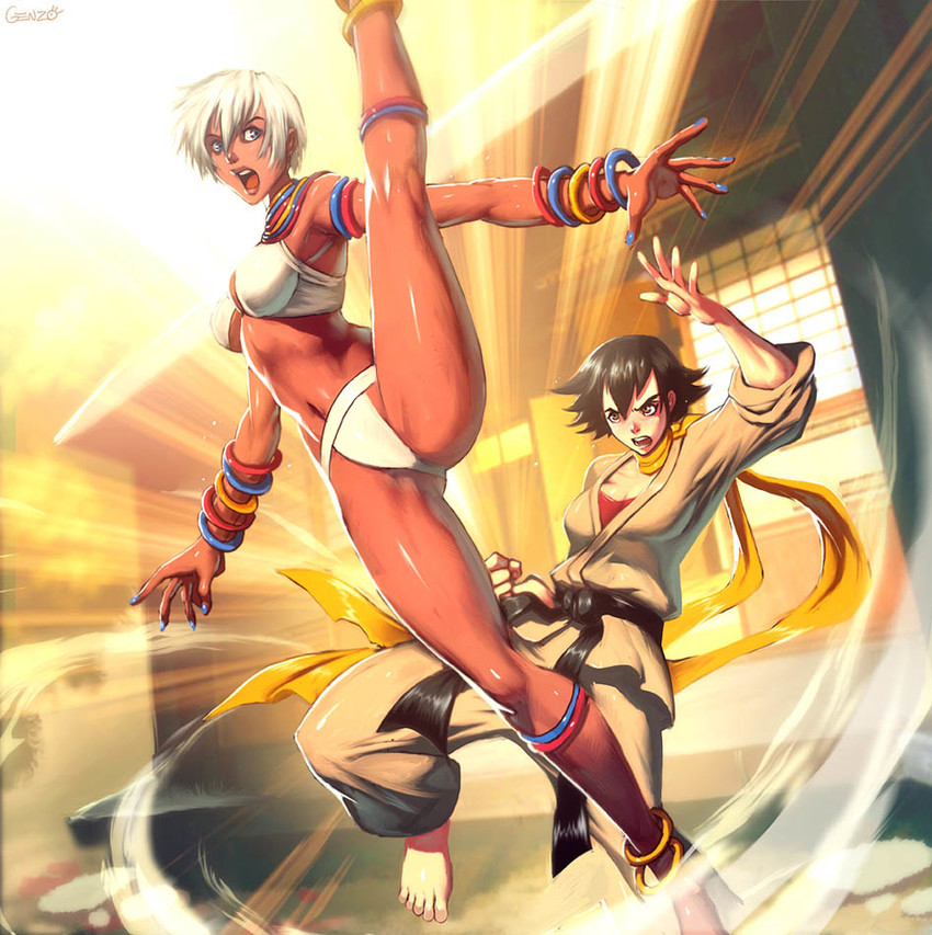 makoto and elena (street fighter and 1 more) drawn by genzoman