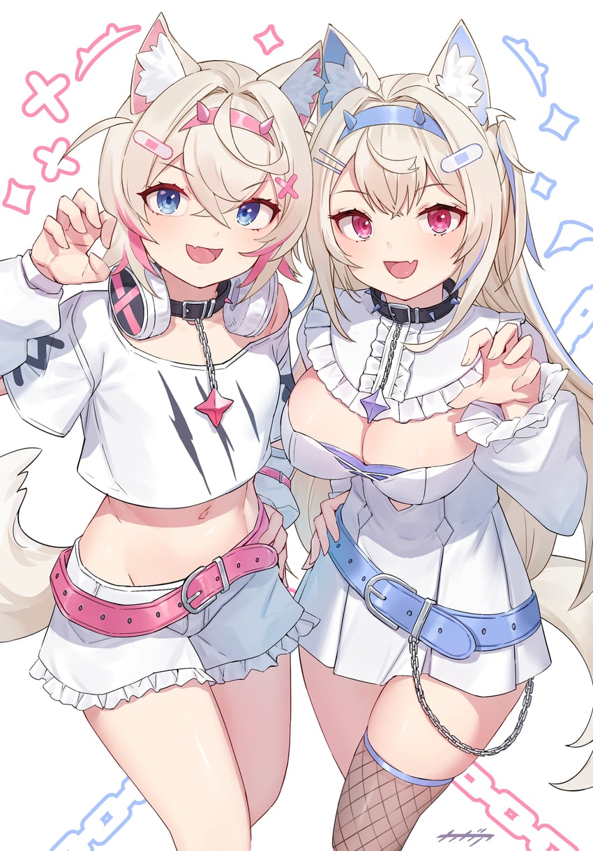 fuwawa abyssgard and mococo abyssgard (hololive and 1 more) drawn by arpeggio_kaga