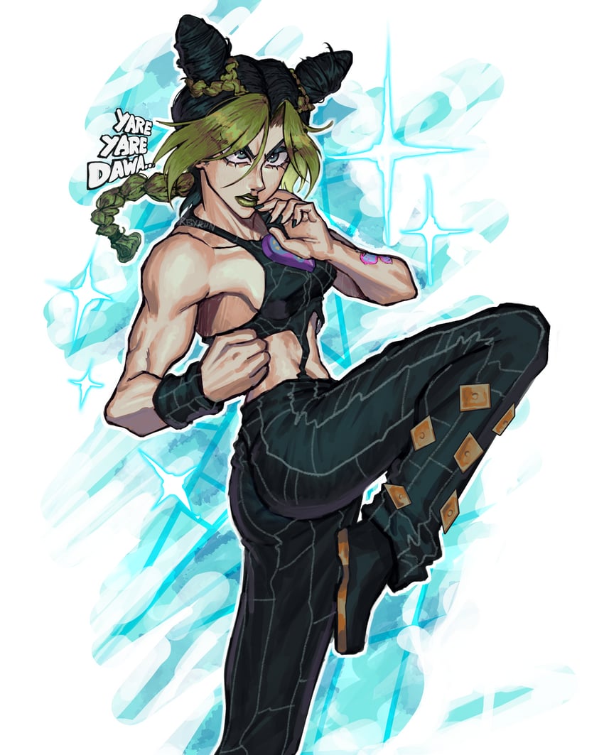 kujo jolyne (jojo no kimyou na bouken and 1 more) drawn by reykun