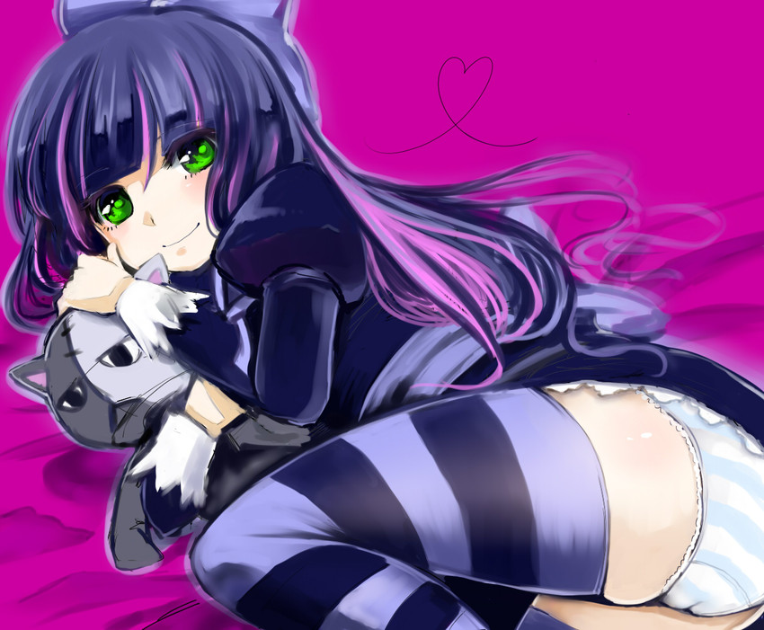 Anime girls in striped stockings