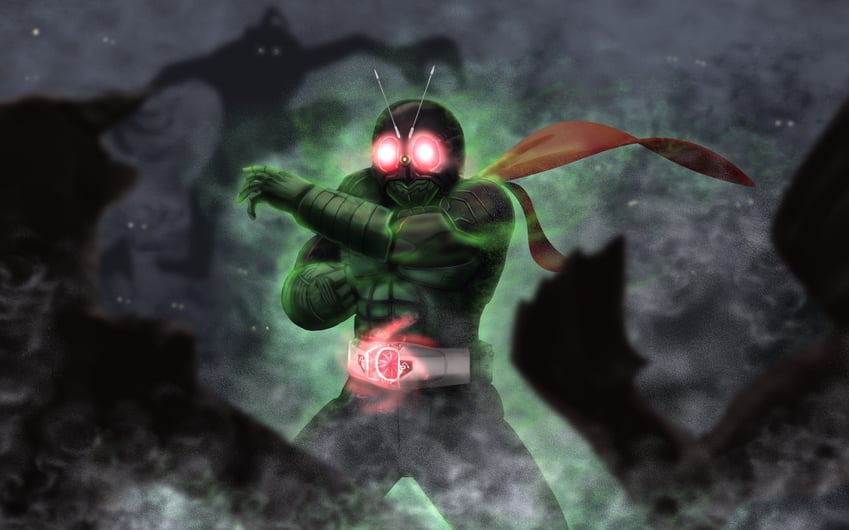 kamen rider 1 (kamen rider and 2 more) drawn by takoyaki_(spirits)