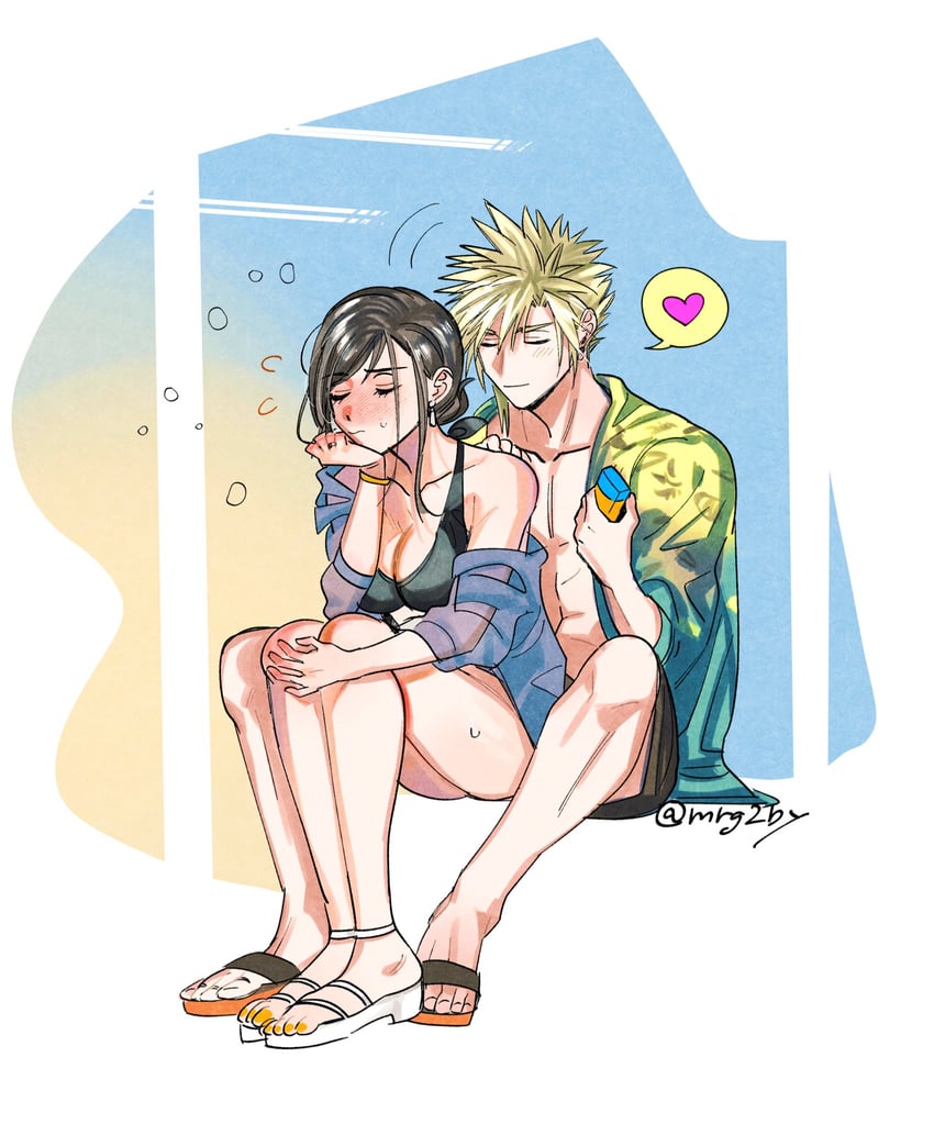 tifa lockhart and cloud strife (final fantasy and 3 more) drawn by mrg2by