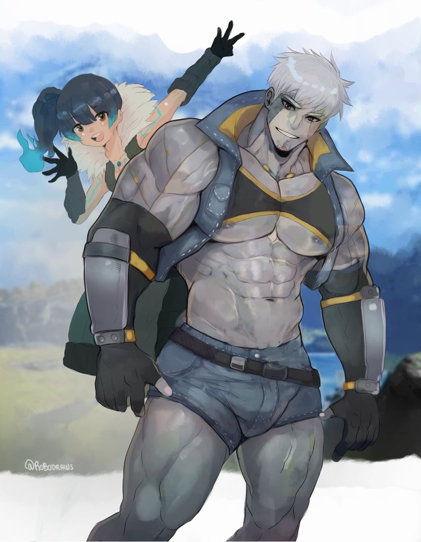 sena and lanz (xenoblade chronicles and 1 more) drawn by robokeh