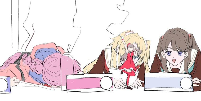 fujishima megumi, osawa rurino, and anyoji hime (love live! and 1 more) drawn by zuisetsu
