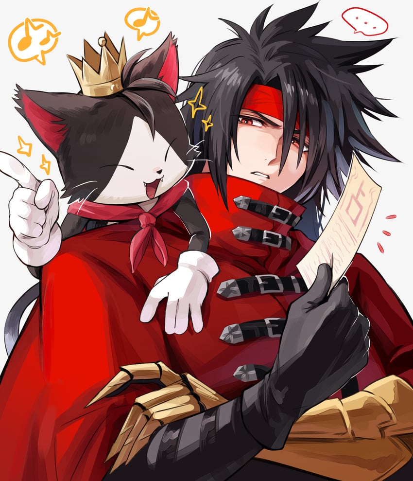 vincent valentine and cait sith (final fantasy and 3 more) drawn by az_(pixiv_108058292)