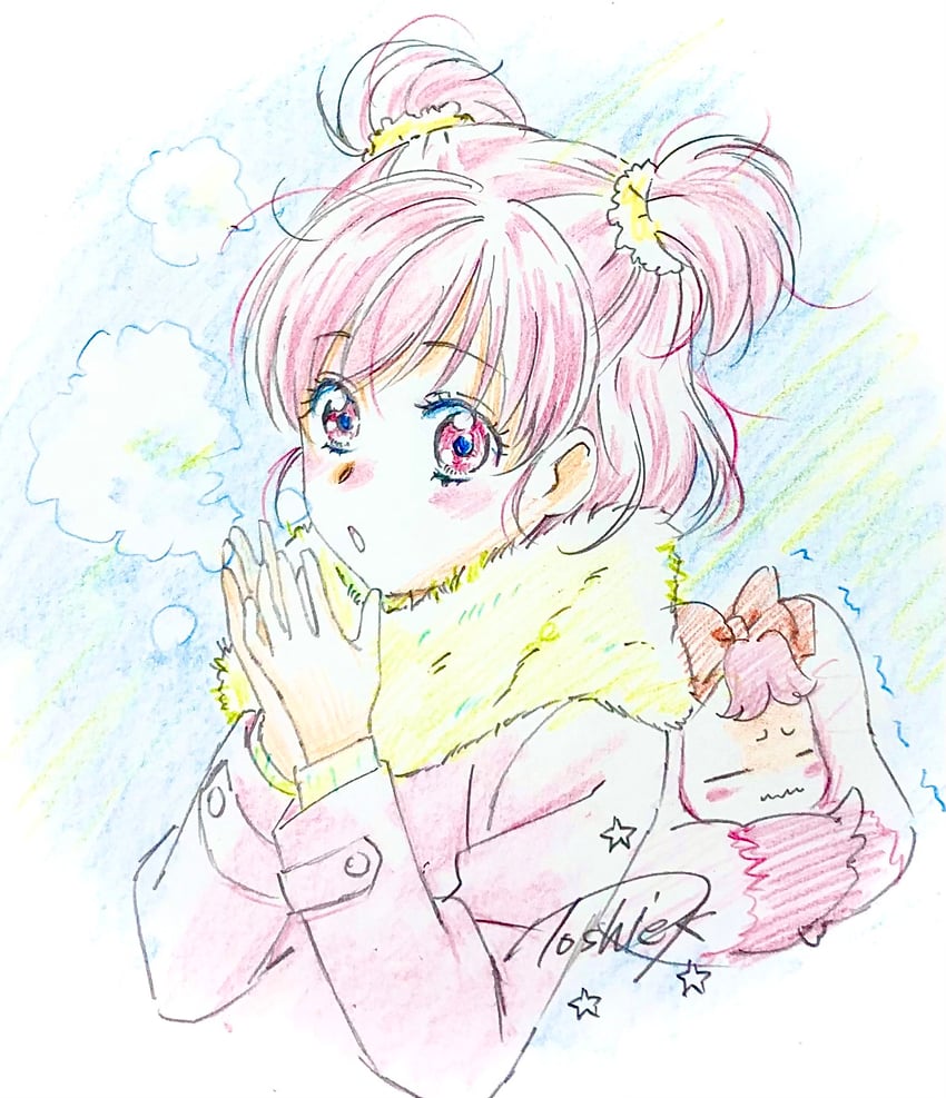yumehara nozomi and milk (precure and 1 more) drawn by kawamura_toshie