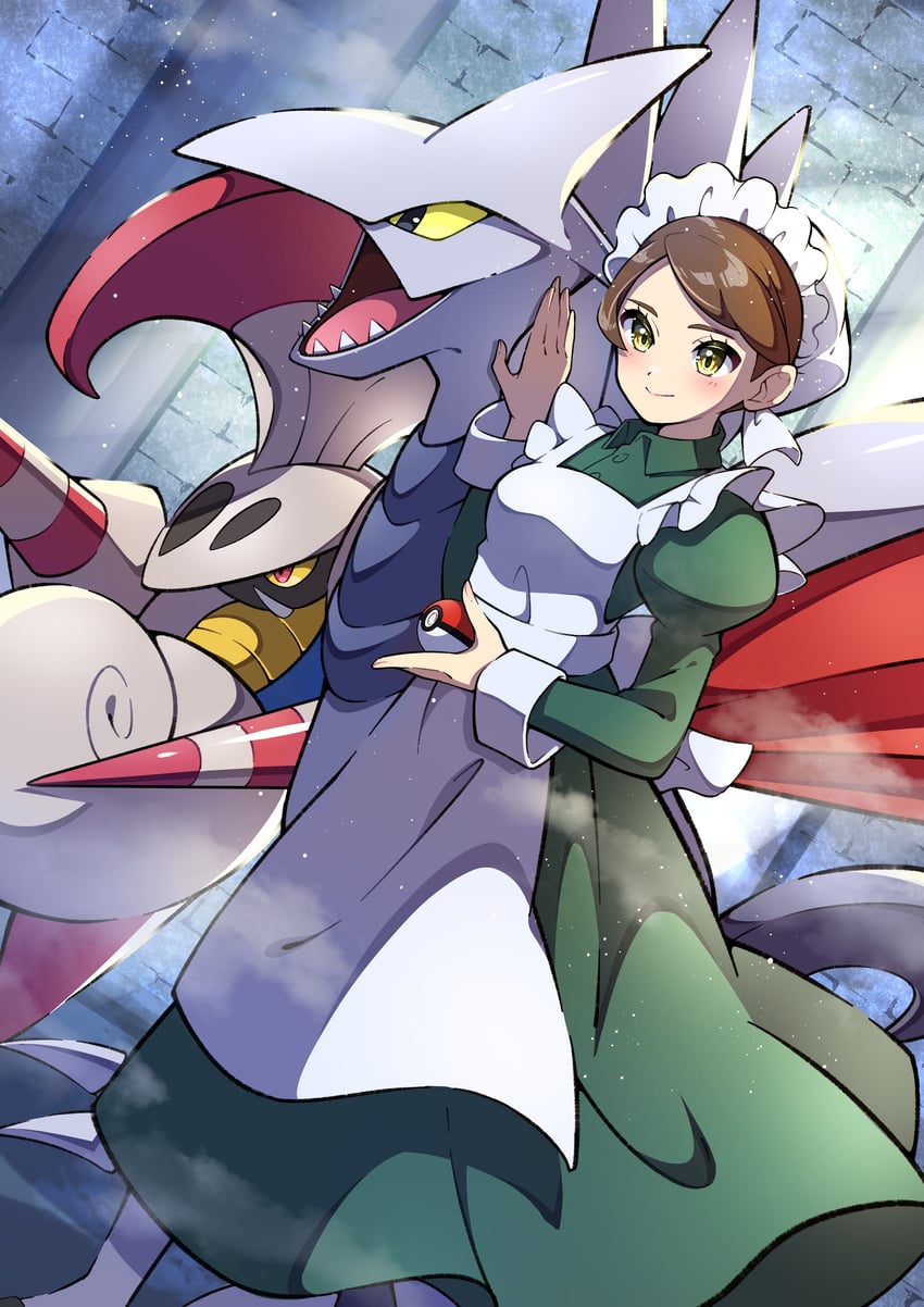 skarmory, escavalier, and maid (pokemon and 1 more) drawn by pon_yui