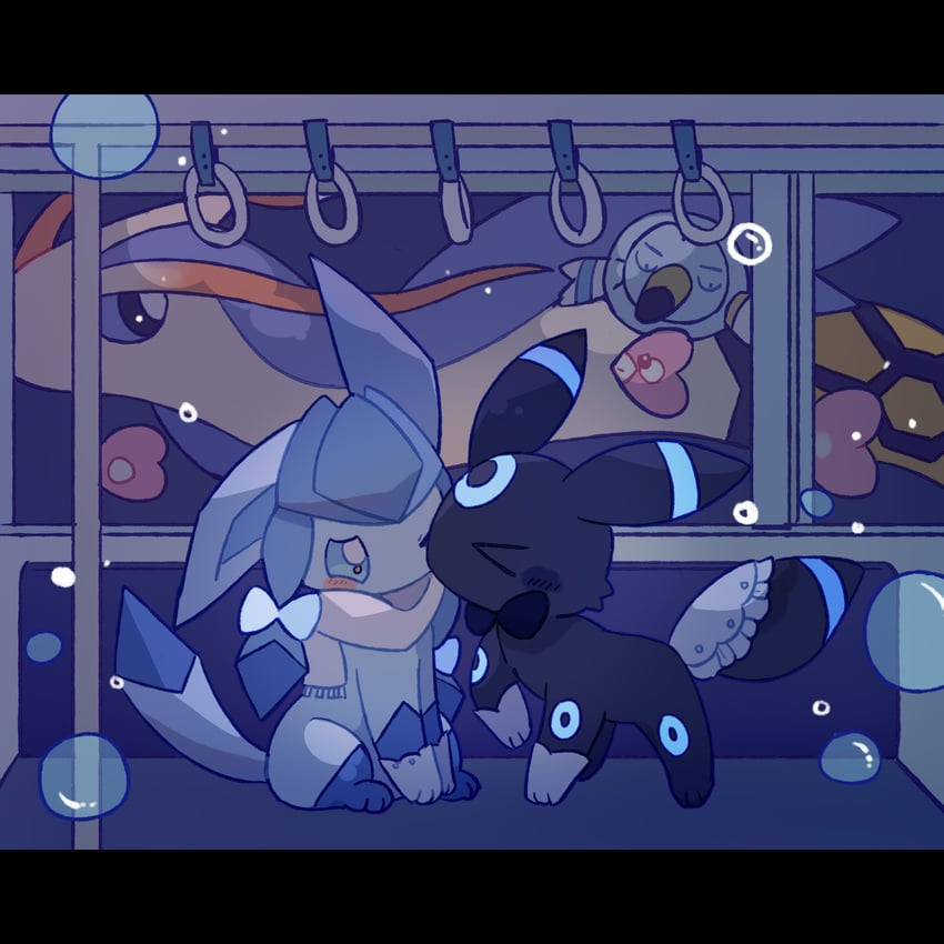 umbreon, glaceon, milotic, wingull, and luvdisc (pokemon) drawn by bibi_(kano2541293757)