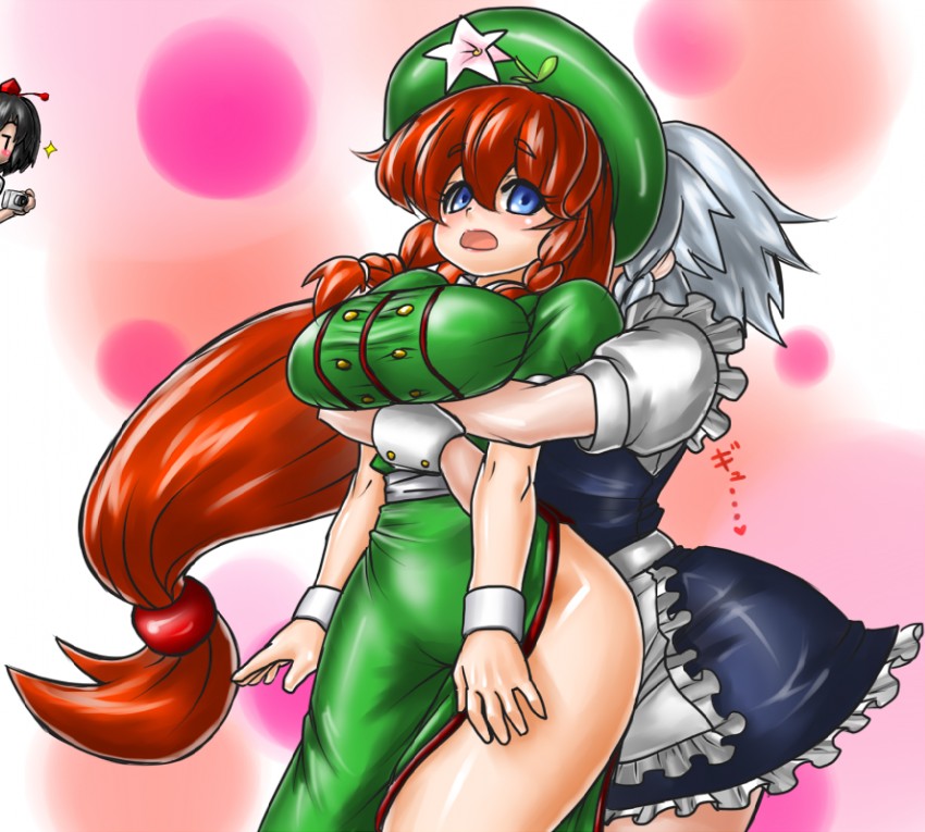 izayoi sakuya, shameimaru aya, and hong meiling (touhou) drawn by scarlet_wolf