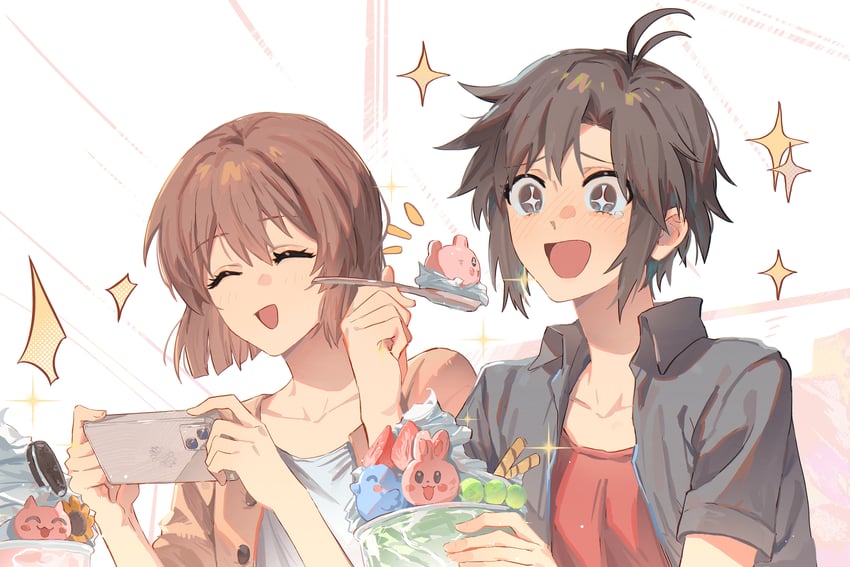 kikuchi makoto and hagiwara yukiho (idolmaster) drawn by yumi_xsh