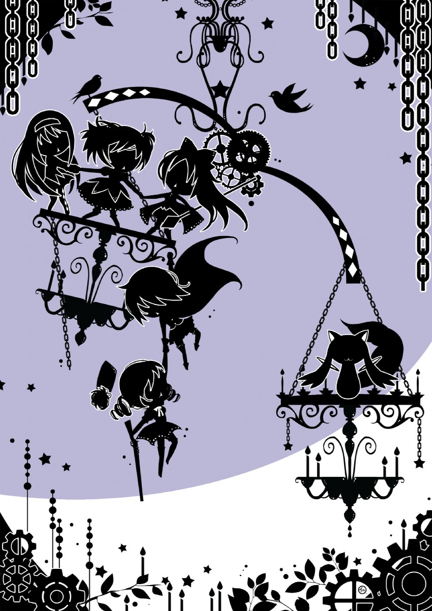 akemi homura, kaname madoka, miki sayaka, sakura kyoko, tomoe mami, and 1 more (mahou shoujo madoka magica) drawn by jinki_mania