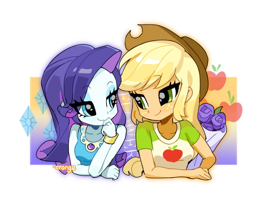 applejack and rarity (my little pony and 2 more) drawn by chengzi82020