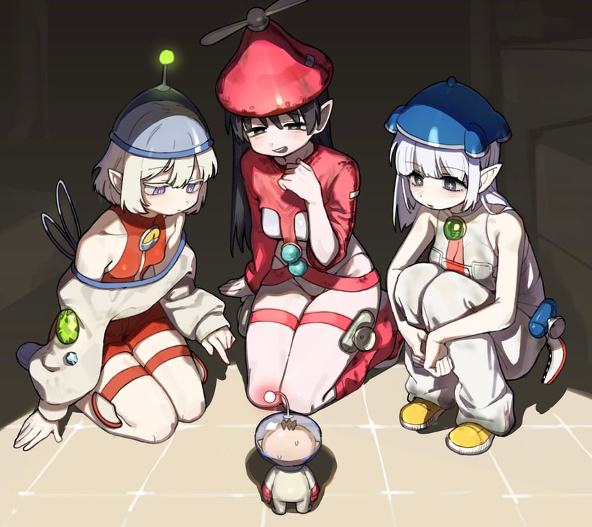 olimar, hocotate freight steam ship, and s.s. dolphin ii (pikmin and 3 more) drawn by hufy