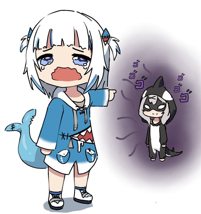 gawr gura and sakamata chloe (hololive and 1 more) drawn by wersman