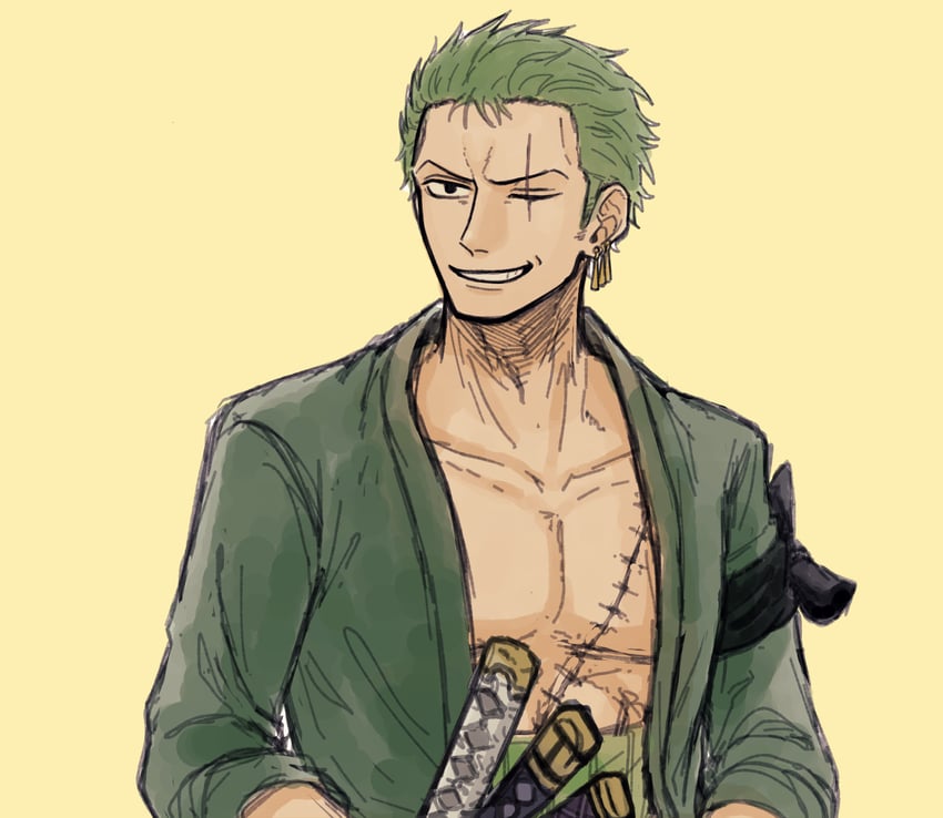 roronoa zoro (one piece) drawn by hurumori