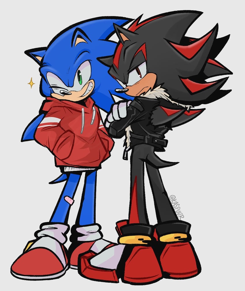 sonic the hedgehog and shadow the hedgehog (sonic) drawn by kaspuur
