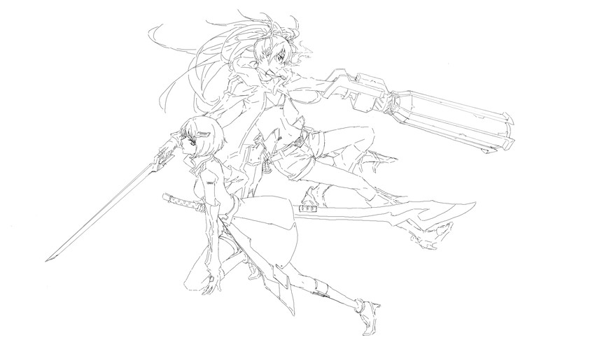 black rock shooter, stella, and nana (black rock shooter) drawn by enseisong