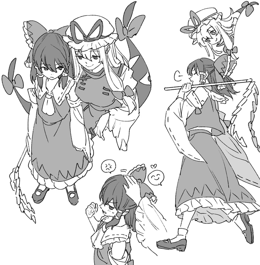 hakurei reimu and yakumo yukari (touhou) drawn by mero_(starfish_jcs)