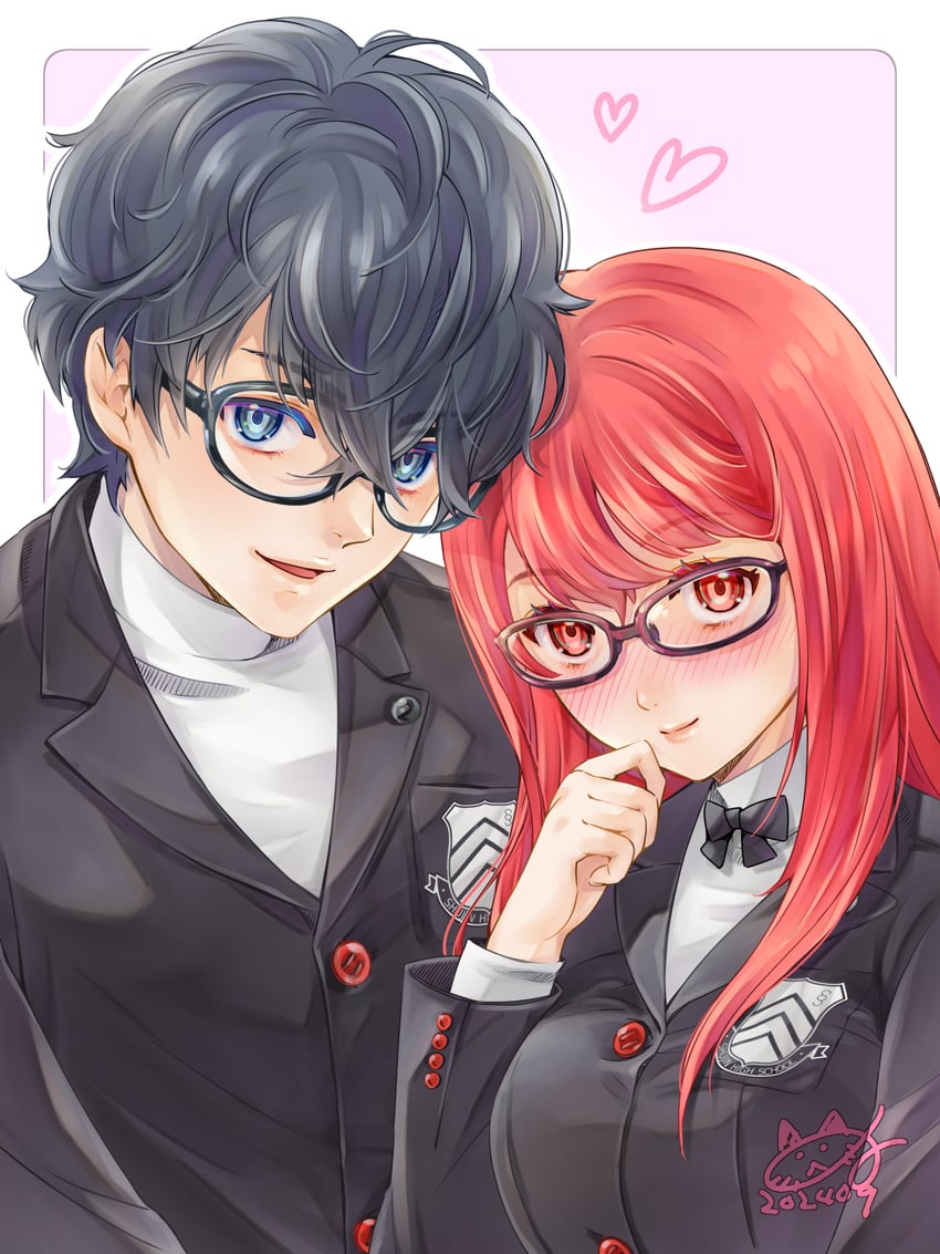 amamiya ren and yoshizawa sumire (persona and 2 more) drawn by qoo1234