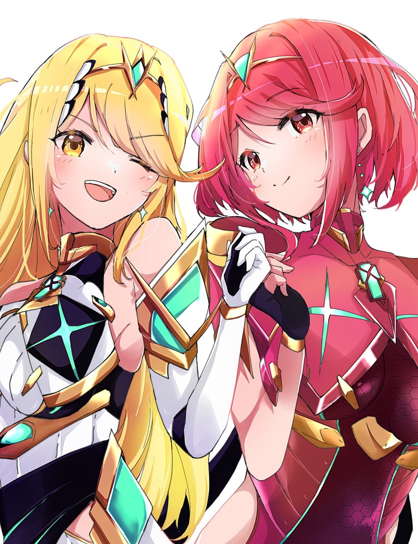 pyra and mythra (xenoblade chronicles and 1 more) drawn by cherubi_nbo