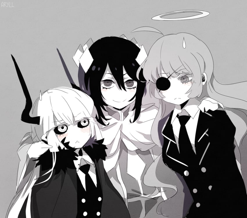 kcalb, etihw, and wodahs (funamusea and 1 more) drawn by aryll_(marbles)