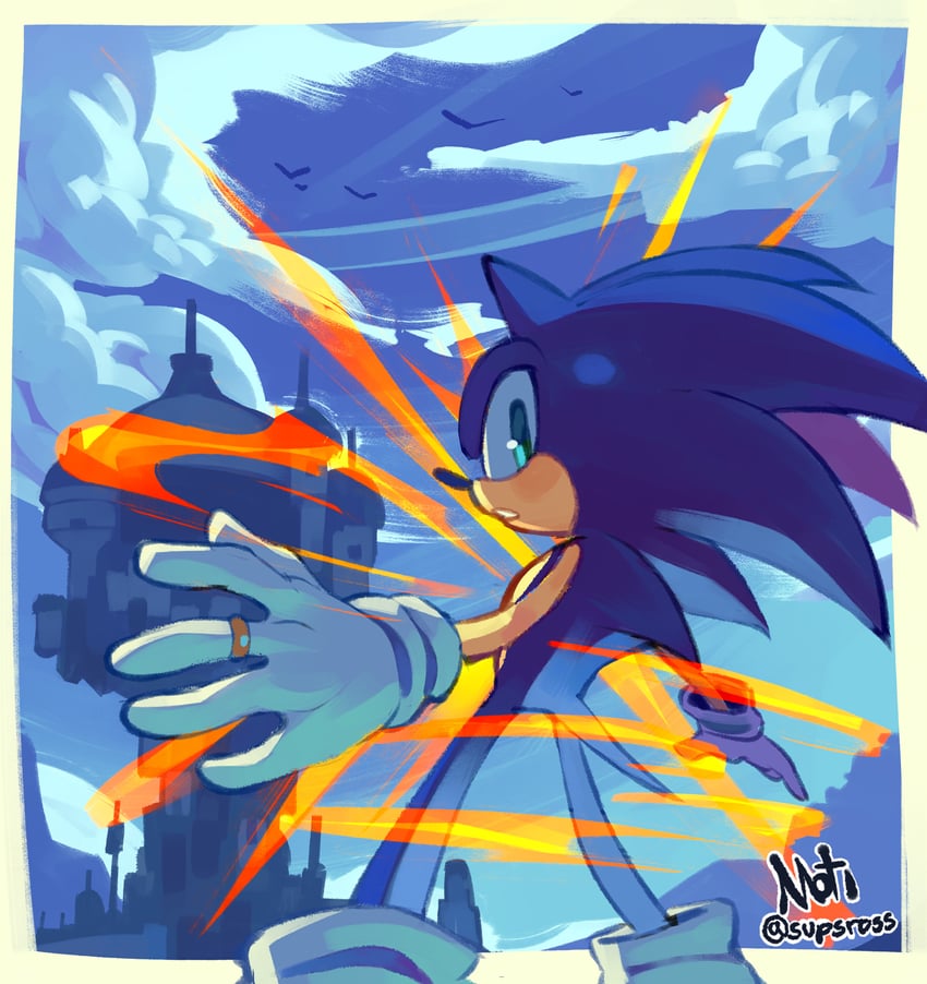 sonic the hedgehog (sonic and 1 more) drawn by supsross