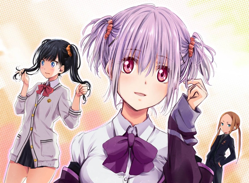 takarada rikka, shinjou akane, and borr (gridman universe and 1 more) drawn by ueda_metawo