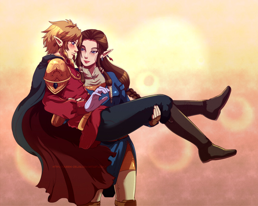 link and princess zelda (the legend of zelda) drawn by lady_fantasma
