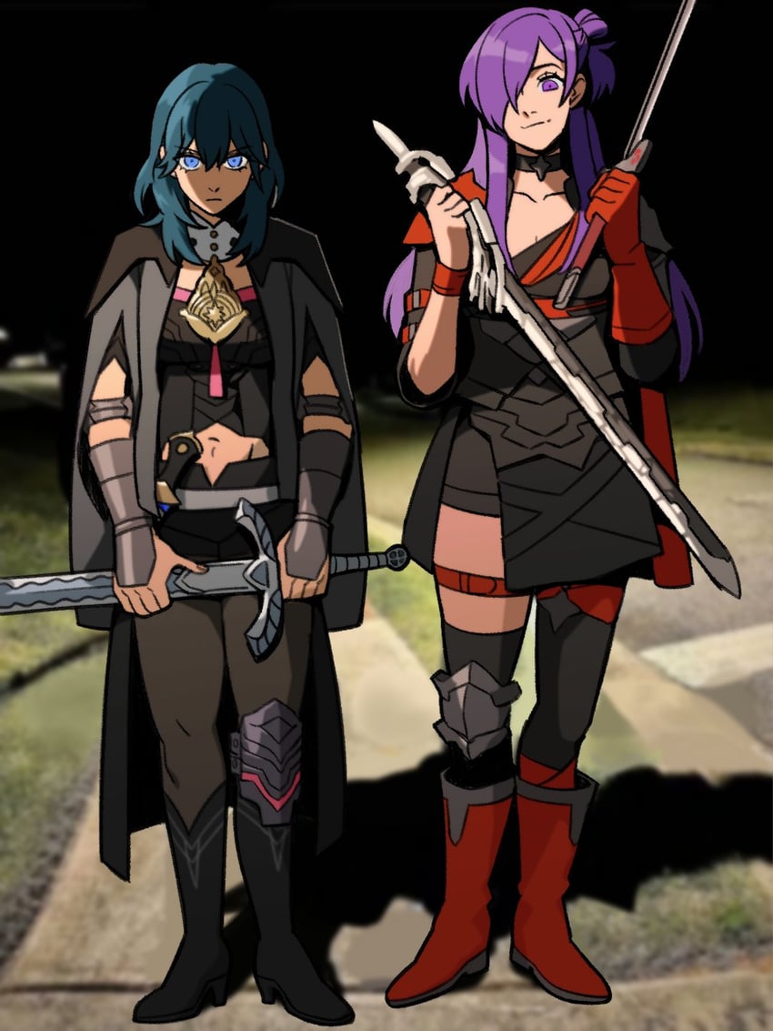 female byleth and female shez (fire emblem and 2 more) drawn by radiostarkiller