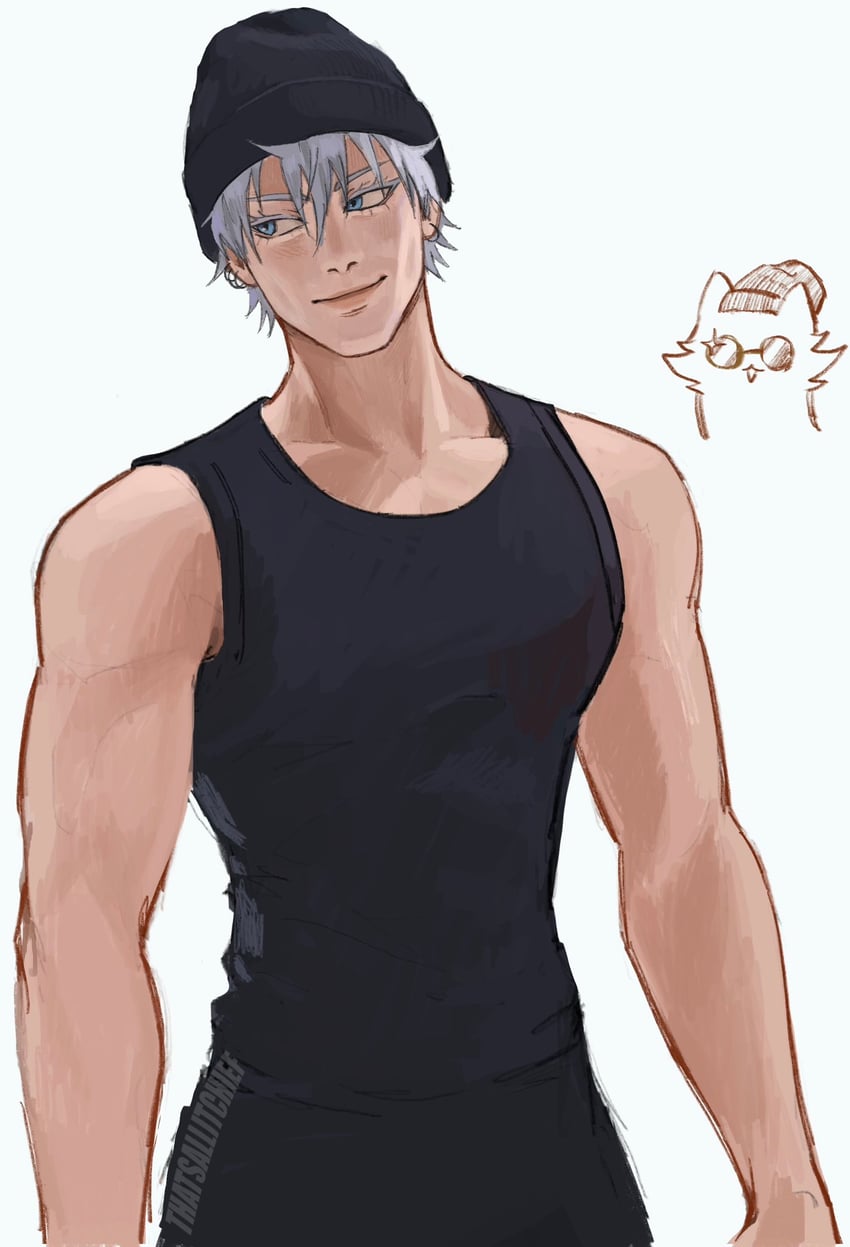 gojou satoru and akutami gege (jujutsu kaisen) drawn by thatsallitchief