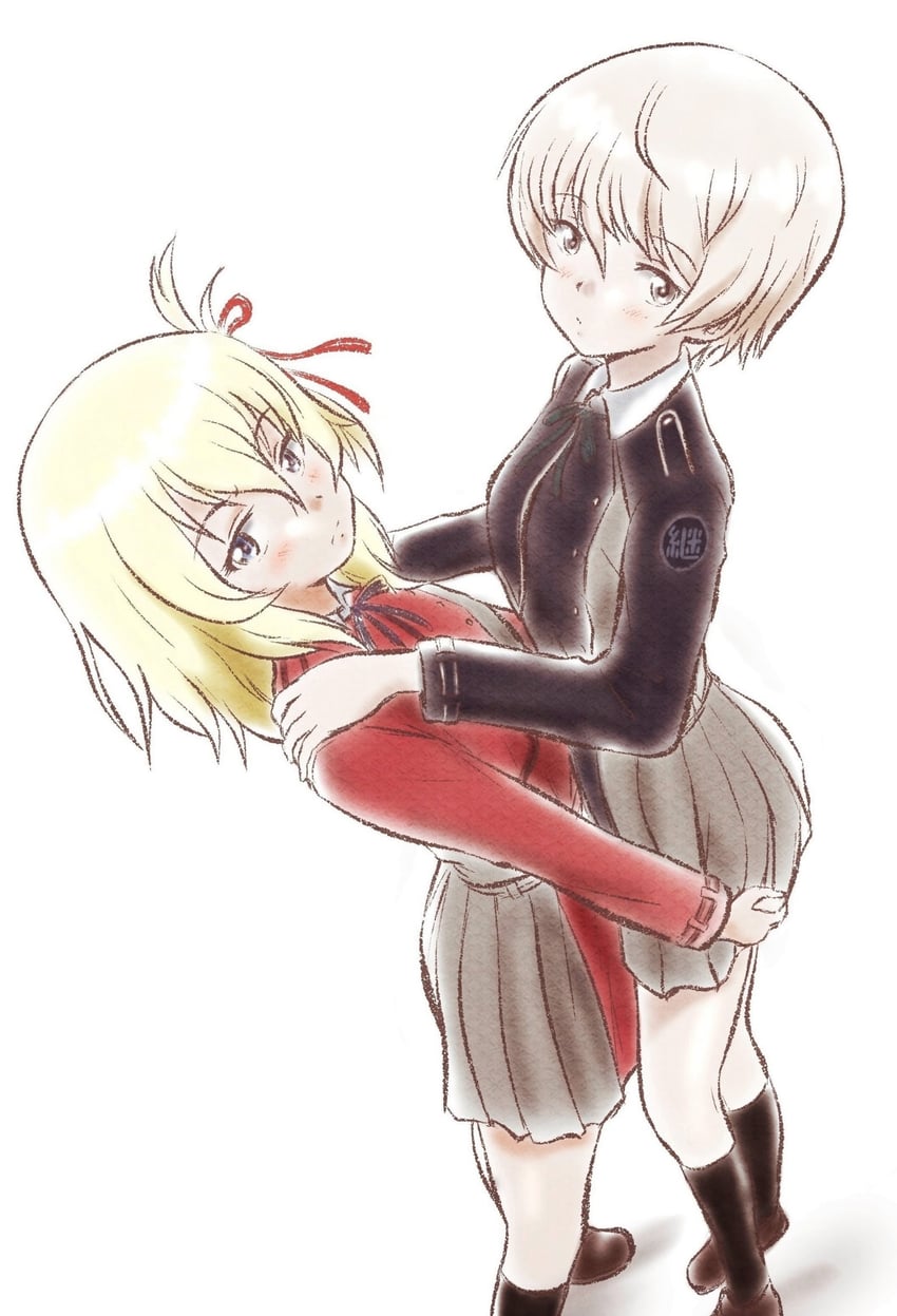 nishikigi chisato, inoue takina, oshida, youko, anzai chika, and 1 more (girls und panzer and 1 more) drawn by hiyama_yuu_(wee259hiyama)