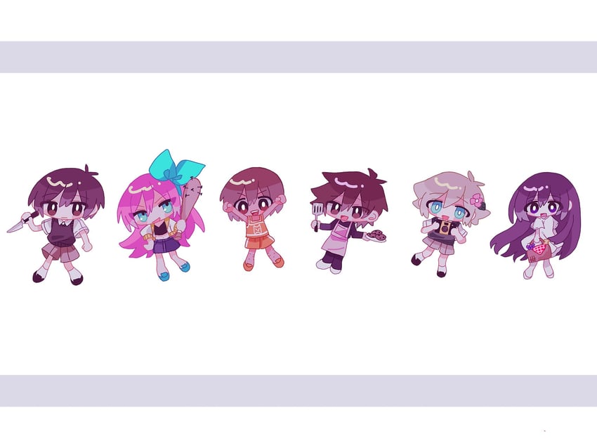 sunny, basil, aubrey, kel, mari, and 1 more (omori) drawn by yuyuyu_m5