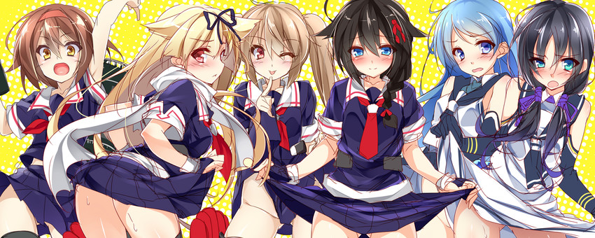 shigure, yuudachi, shigure kai ni, yuudachi kai ni, samidare, and 3 more (kantai collection) drawn by mtu_(orewamuzituda)