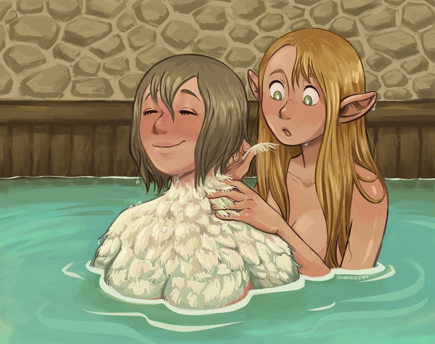 marcille donato and falin touden (dungeon meshi) drawn by churroach