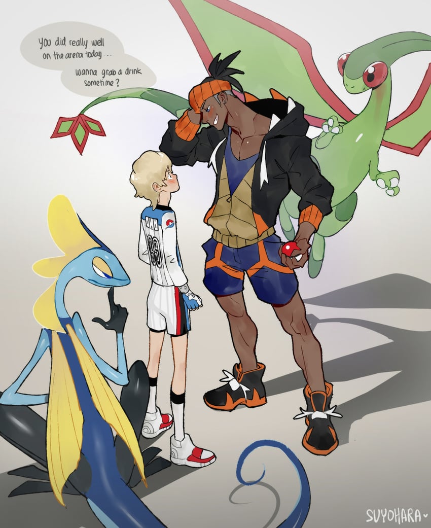 raihan, flygon, and inteleon (pokemon and 1 more) drawn by suyohara