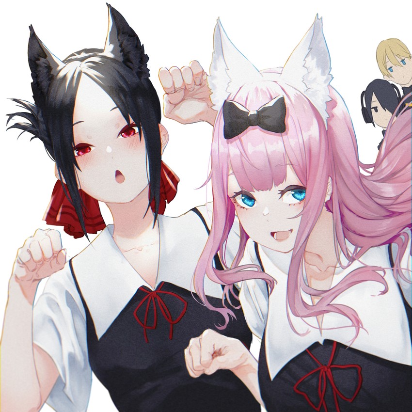 shinomiya kaguya, fujiwara chika, shirogane miyuki, and ishigami yuu (kaguya-sama wa kokurasetai ~tensai-tachi no renai zunousen~) drawn by koharu_(koeharu1)