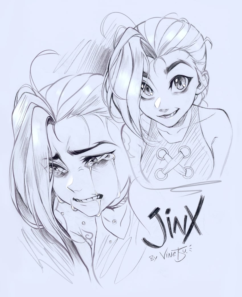 jinx and arcane jinx (league of legends and 1 more) drawn by vinetsu
