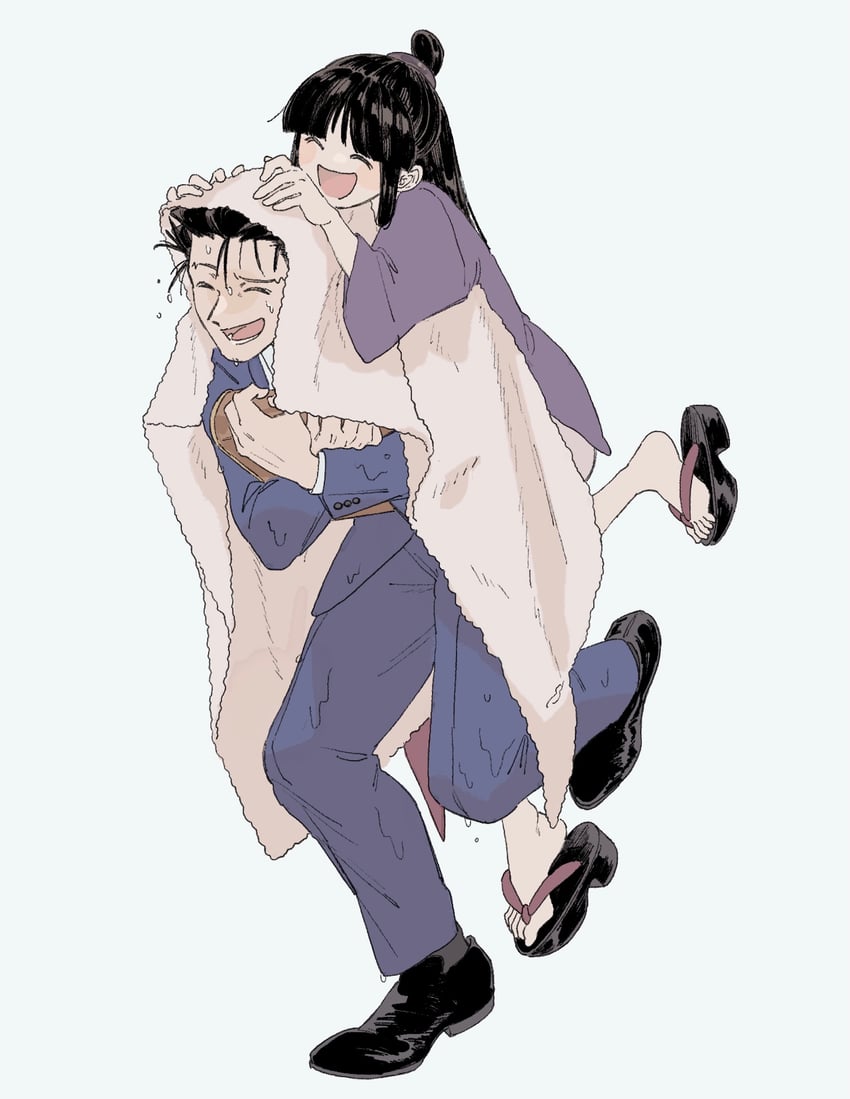 phoenix wright and maya fey (ace attorney) drawn by omen_hohoho